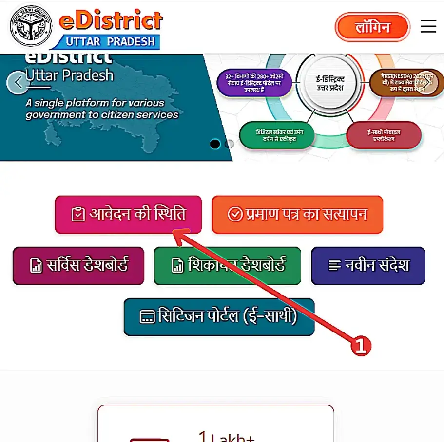 आवेदन की स्थिति ई-डिस्ट्रिक्ट यूपी